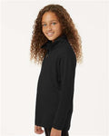 AllPro 41870Y Youth Pro-Lock Performance Quarter-Zip Pullover - Black - model side