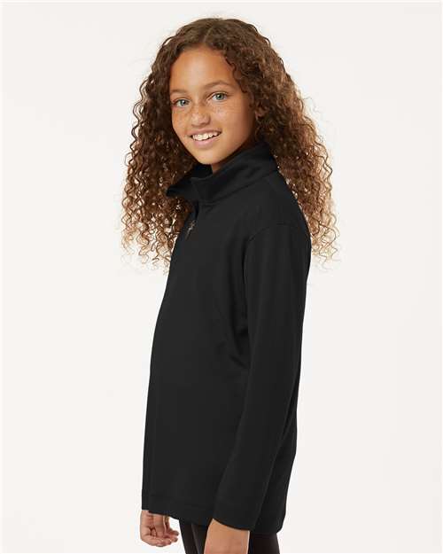 AllPro 41870Y Youth Pro-Lock Performance Quarter-Zip Pullover - Black - model side