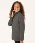 AllPro 41870Y Youth Pro-Lock Performance Quarter-Zip Pullover - Charcoal - model side