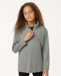 AllPro 41870Y Youth Pro-Lock Performance Quarter-Zip Pullover - Greystone - model front