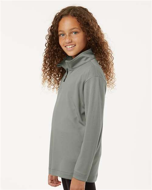 AllPro 41870Y Youth Pro-Lock Performance Quarter-Zip Pullover - Greystone - model side