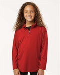 AllPro 41870Y Youth Pro-Lock Performance Quarter-Zip Pullover - Red - model front