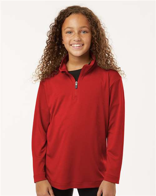 AllPro 41870Y Youth Pro-Lock Performance Quarter-Zip Pullover - Red - model front