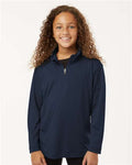 AllPro 41870Y Youth Pro-Lock Performance Quarter-Zip Pullover - Navy - model front