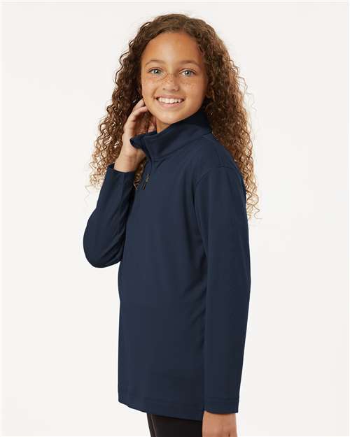 AllPro 41870Y Youth Pro-Lock Performance Quarter-Zip Pullover - Navy - model side