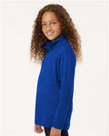 AllPro 41870Y Youth Pro-Lock Performance Quarter-Zip Pullover - Royal - model side