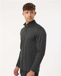 AllPro 4HM700 Men's Pro-Lock Performance Mélange Quarter-Zip Pullover - Black Melange - model side
