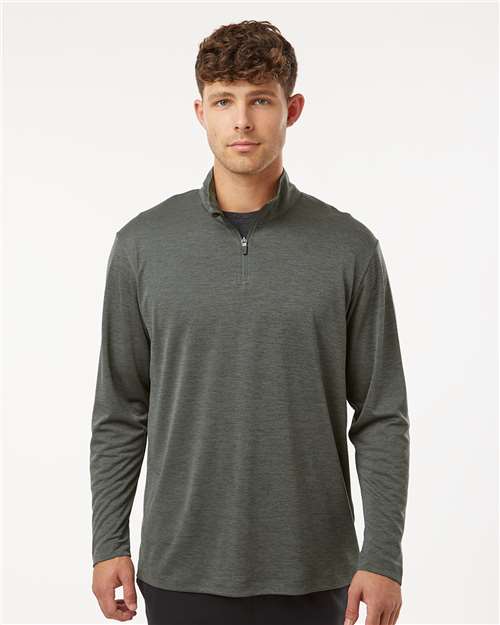 AllPro 4HM700 Men's Pro-Lock Performance Mélange Quarter-Zip Pullover - Charcoal Melange - model front