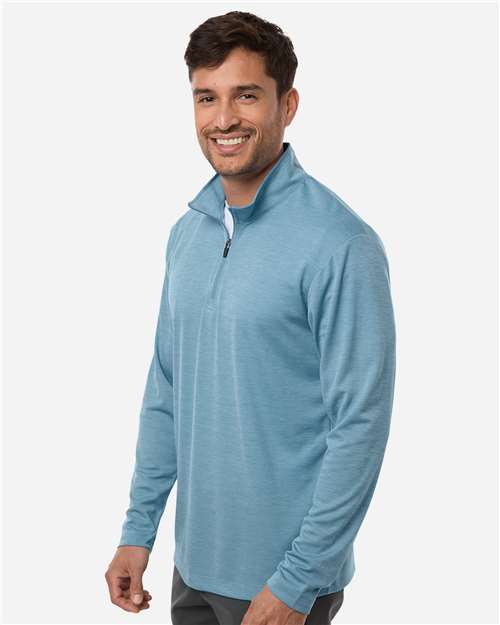 AllPro 4HM700 Men's Pro-Lock Performance Mélange Quarter-Zip Pullover - Cloud Blue Melange - model side