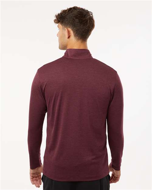 AllPro 4HM700 Men's Pro-Lock Performance Mélange Quarter-Zip Pullover - Maroon Melange - model back