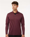 AllPro 4HM700 Men's Pro-Lock Performance Mélange Quarter-Zip Pullover - Maroon Melange - model front