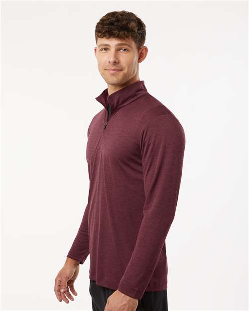 AllPro 4HM700 Men's Pro-Lock Performance Mélange Quarter-Zip Pullover - Maroon Melange - model side