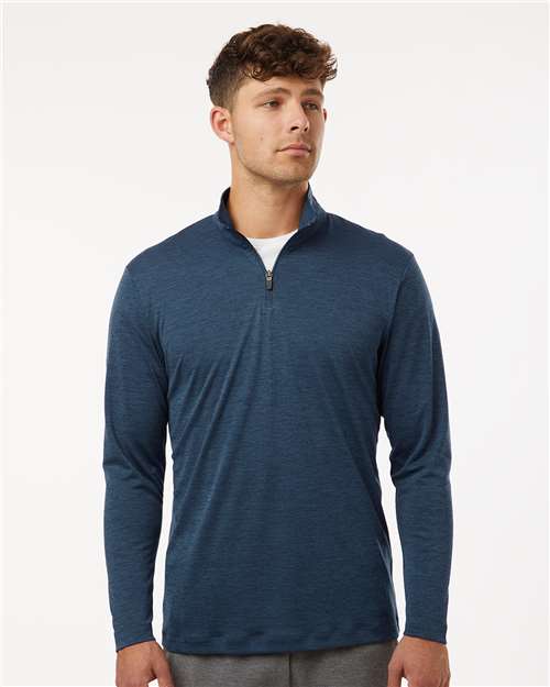 AllPro 4HM700 Men's Pro-Lock Performance Mélange Quarter-Zip Pullover - Navy Melange - model front