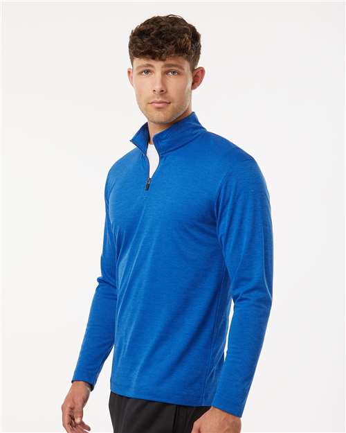 AllPro 4HM700 Men's Pro-Lock Performance Mélange Quarter-Zip Pullover - Royal Melange - model side