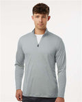 AllPro 4HM700 Men's Pro-Lock Performance Mélange Quarter-Zip Pullover - Silver Melange - model front