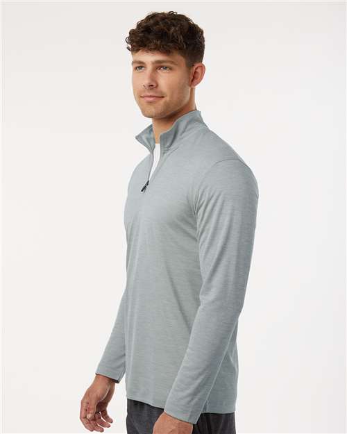 AllPro 4HM700 Men's Pro-Lock Performance Mélange Quarter-Zip Pullover - Silver Melange - model side