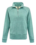 J. America 8743 Women's Electric Fleece Quarter-Zip Sweatshirt - Electric Jade - front