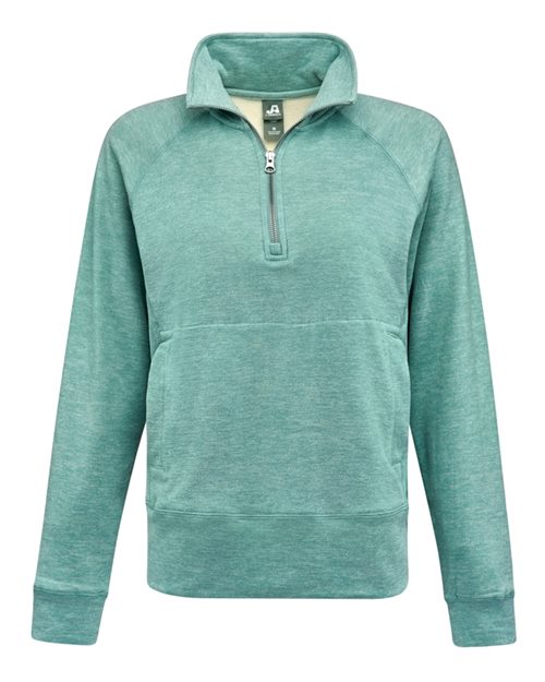 J. America 8743 Women's Electric Fleece Quarter-Zip Sweatshirt - Electric Jade - front