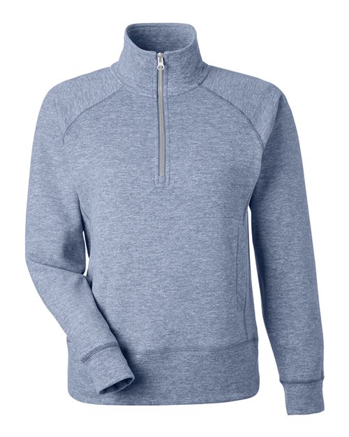 J. America 8743 Women's Electric Fleece Quarter-Zip Sweatshirt - Electric Midnight - front