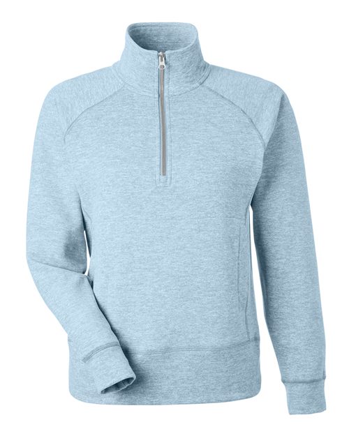 J. America 8743 Women's Electric Fleece Quarter-Zip Sweatshirt - Electric Sky - front