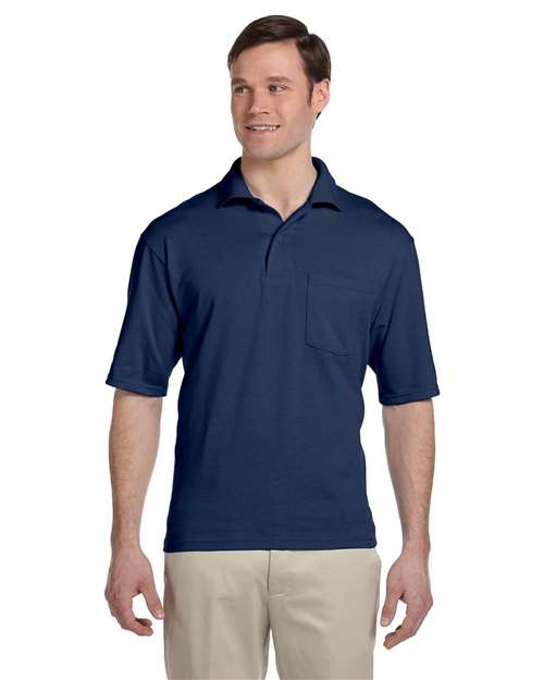 Jerzees 436MP Men's Dri-Power Polo with Pocket - J. Navy - model front