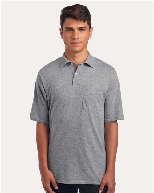 Jerzees 436MP Men's Dri-Power Polo with Pocket - Oxford - model front
