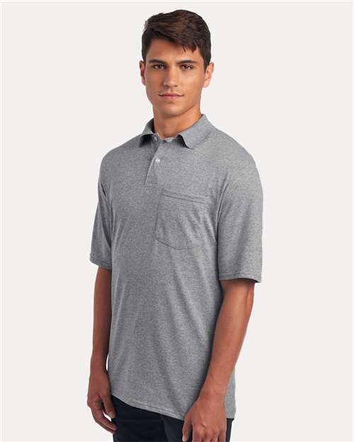 Jerzees 436MP Men's Dri-Power Polo with Pocket - Oxford - model side