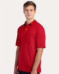 Jerzees 436MP Men's Dri-Power Polo with Pocket - True Red - model side