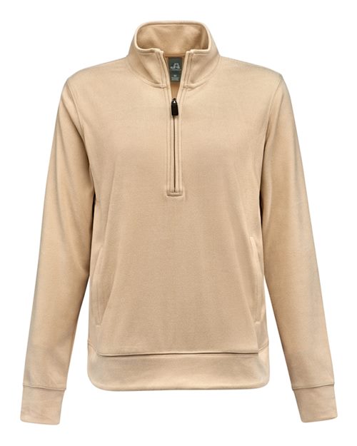 J. America 8762 Women's Element Fleece Quarter-Zip Sweatshirt - Almond - front