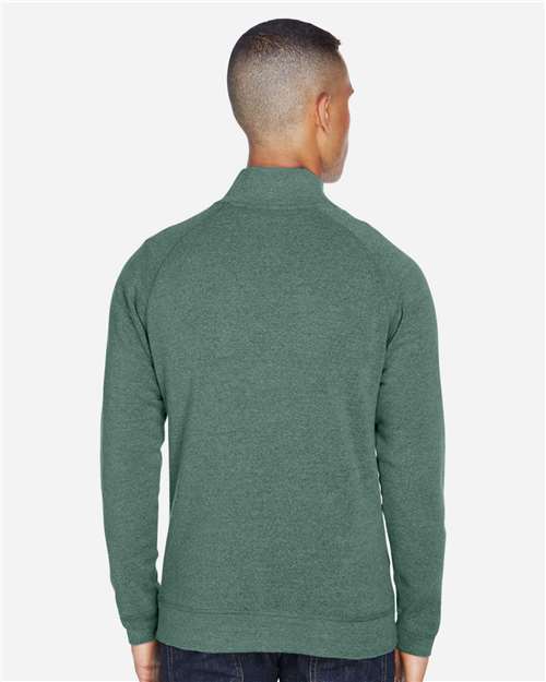 J. America 8869 Men's Triblend Quarter-Zip Sweatshirt - Balsam Triblend - model back