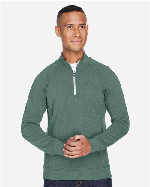 J. America 8869 Men's Triblend Quarter-Zip Sweatshirt - Balsam Triblend - model front