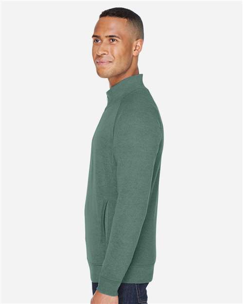 J. America 8869 Men's Triblend Quarter-Zip Sweatshirt - Balsam Triblend - model side