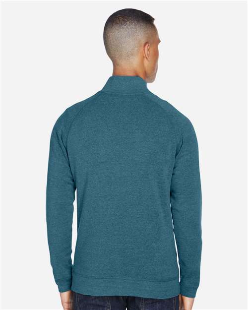 J. America 8869 Men's Triblend Quarter-Zip Sweatshirt - Storm Triblend - model back