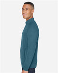 J. America 8869 Men's Triblend Quarter-Zip Sweatshirt - Storm Triblend - model side