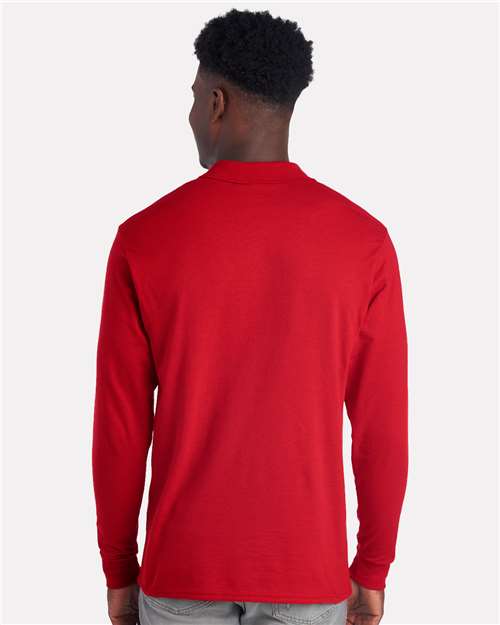 Jerzees 437LR Men's Dri-Power Long Sleeve Polo - True Red - model back