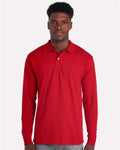 Jerzees 437LR Men's Dri-Power Long Sleeve Polo - True Red - model front