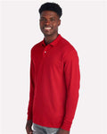 Jerzees 437LR Men's Dri-Power Long Sleeve Polo - True Red - model side