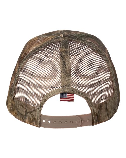 Kati LC350M Camo Woven USA Flag Mesh Cap - Xtra/ Xtra/ USA Flag Mesh - back