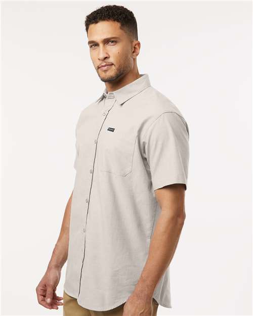 Columbia 199080 Men's Rapid Rivers Novelty Short Sleeve Shirt - Dark Stone - model side