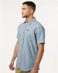 Columbia 199080 Men's Rapid Rivers Novelty Short Sleeve Shirt - Ripple Blue - model side