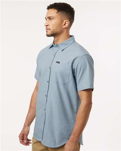 Columbia 199080 Men's Rapid Rivers Novelty Short Sleeve Shirt - Ripple Blue - model side