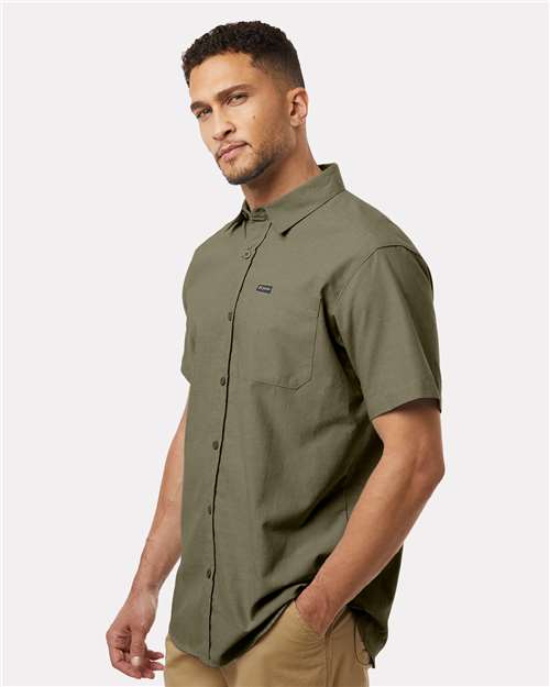 Columbia 199080 Men's Rapid Rivers Novelty Short Sleeve Shirt - Stone Green - model side
