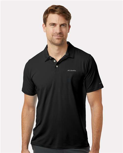Columbia 211856 Men's Tech Trail Utility Polo - Black - model front