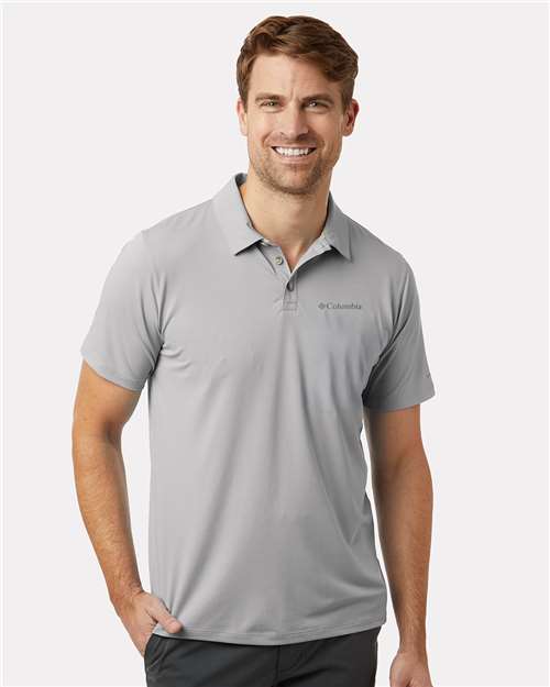 Columbia 211856 Men's Tech Trail Utility Polo - Columbia Grey - model front