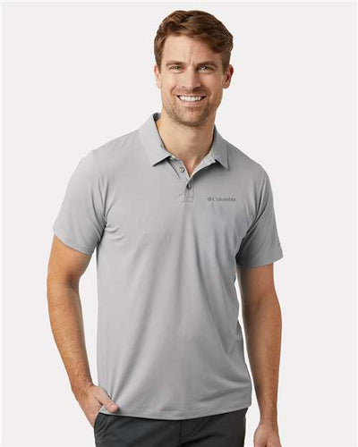 Columbia 211856 Men's Tech Trail Utility Polo - Columbia Grey - model front