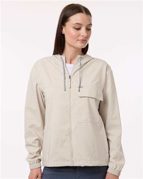 Columbia 212428 Women's Skien Valley Hooded Lightweight Jacket - Dark Stone - model front