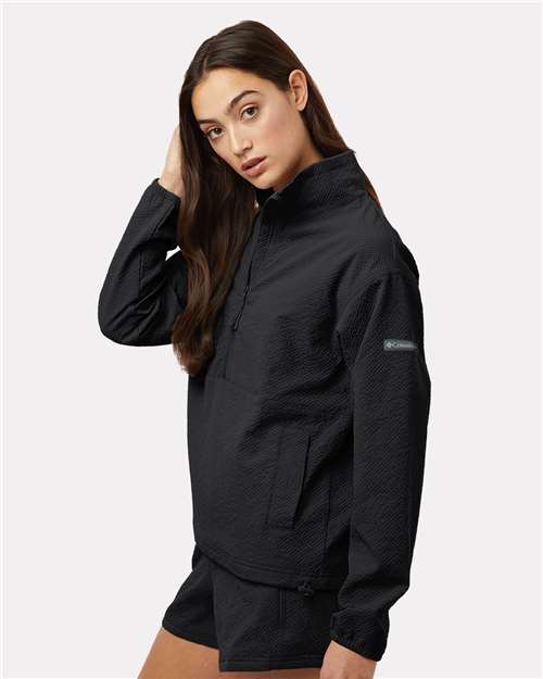 Columbia 211893 Women's Sucker for Summer Half-Zip Pullover - Black - model side