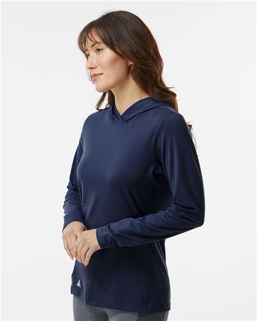 Adidas A1003 Women's Performance Hooded Pullover - Collegiate Navy - model side
