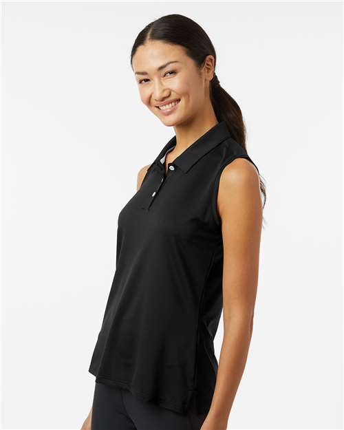 Adidas A1005 Women's Ottoman Sleeveless Polo - Black - model side