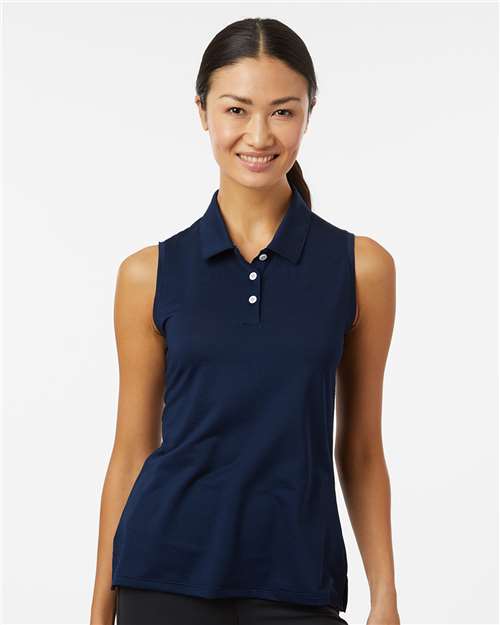 Adidas A1005 Women's Ottoman Sleeveless Polo - Collegiate Navy - model front